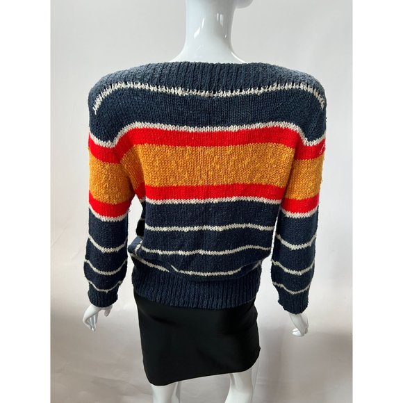 Liz Claiborne Vintage Stripe Sweater  M Blue  Stripe Cotton Blend - Picture 16 of 16